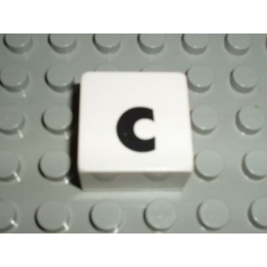Duplo, Tile 2 x 2 x 1 with Black Lowercase Letter c Pattern