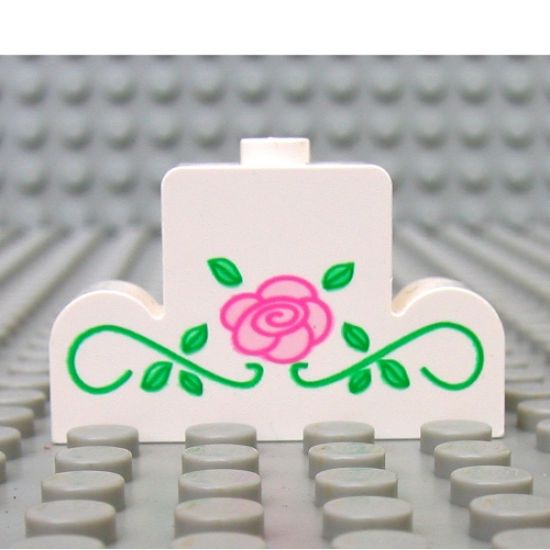 Brick, Modified 1 x 4 x 2 Center Stud Top with Rose and Vines Pattern
