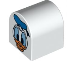 Duplo, Brick 2 x 2 x 2 Curved Top with Donald Duck Pattern