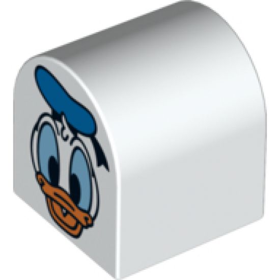 Duplo, Brick 2 x 2 x 2 Curved Top with Donald Duck Pattern