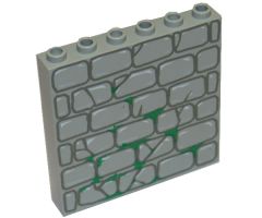 Brick 1 x 6 x 5 with Stone and Moss Pattern
