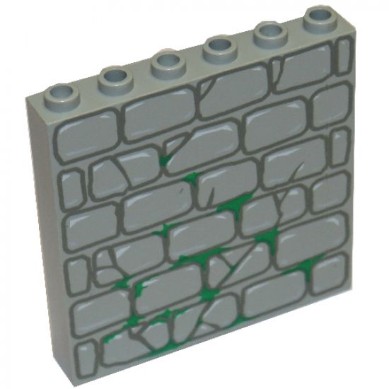 Brick 1 x 6 x 5 with Stone and Moss Pattern