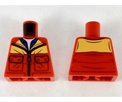 Torso Jacket with Bright Light Orange Shoulders, Light Nougat Neck and Blue Shirt Pattern