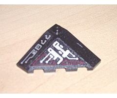 Wedge 4 x 4 (Slope 18 Corner) with Silver and Dark Red Circuitry and '7702' Pattern (Stickers) - Set 7702