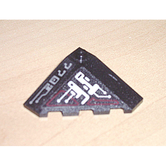 Wedge 4 x 4 (Slope 18 Corner) with Silver and Dark Red Circuitry and '7702' Pattern (Stickers) - Set 7702