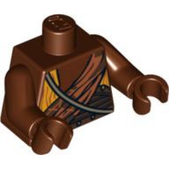 Torso Yellow and Dark Orange Draped Top and Gold Strap over Shoulder Pattern / Reddish Brown Arms / Reddish Brown Hands