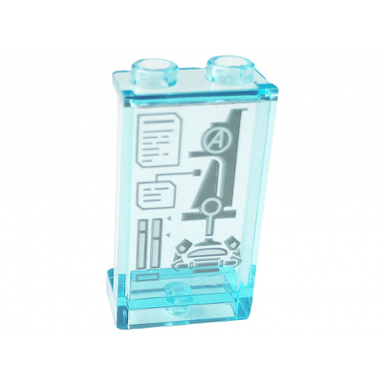 Panel 1 x 2 x 3 with Side Supports - Hollow Studs with Display with Avengers Tower Battle Pattern (Sticker) - Set 76166