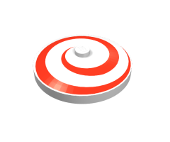 Dish 4 x 4 Inverted (Radar) with Solid Stud with Spiral Red Pattern