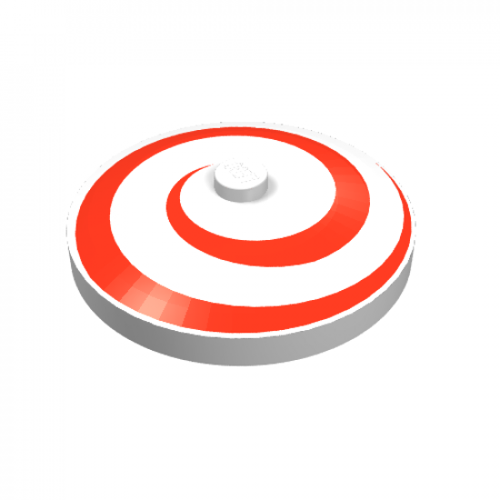 Dish 4 x 4 Inverted (Radar) with Solid Stud with Spiral Red Pattern