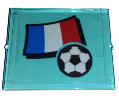 Glass for Window 1 x 4 x 3 with Flag of France and Soccer Ball Pattern (Sticker) - Set 3406