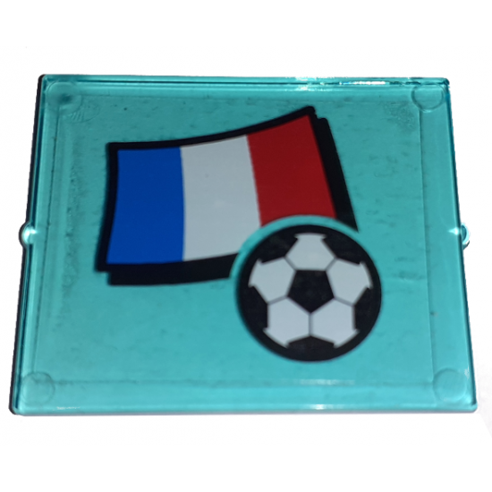 Glass for Window 1 x 4 x 3 with Flag of France and Soccer Ball Pattern (Sticker) - Set 3406