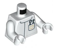 Torso Lab Coat with Pocket with Dentist Mirror and Pick and Gold Tooth Pattern / White Arms / White Hands