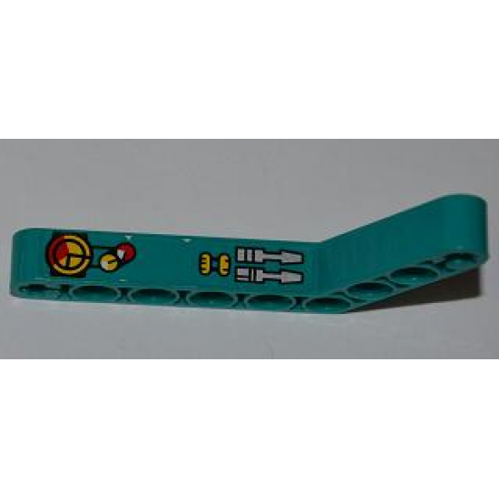 Technic, Liftarm 1 x 9 Bent (6 - 4) Thick with Gauges and Levers Pattern Model Left (Sticker) - Set 8269