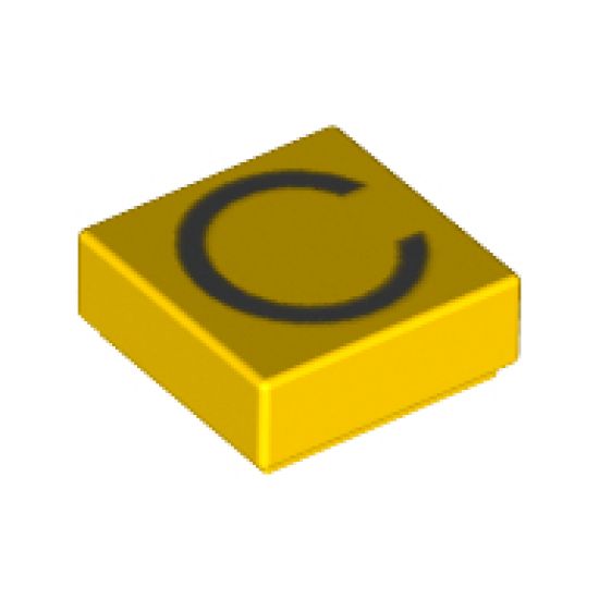 Tile 1 x 1 with Silver Capital Letter C Pattern