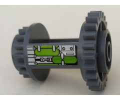 Technic, Gear Differential, 24-16 Teeth with Lime Containers Pattern Model Left Side (Sticker) - Set 7477