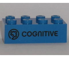 Brick 2 x 4 with Black 'COGNITIVE' Pattern (Play Day 2018)