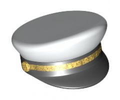 Minifigure, Headgear Cap, Captain with Black Visor and Gold Braid Pattern