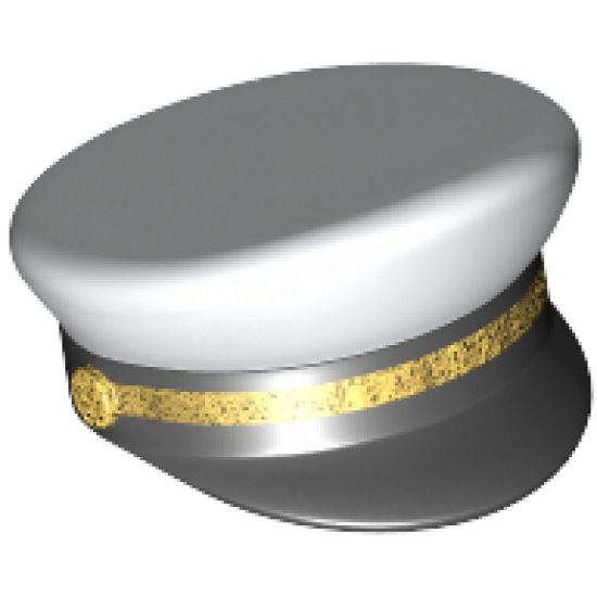 Minifigure, Headgear Cap, Captain with Black Visor and Gold Braid Pattern