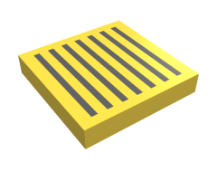 Tile 2 x 2 with Black Grille with 7 Lines Pattern