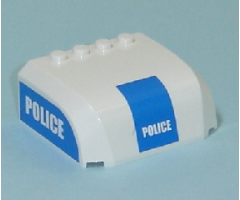 Windscreen 5 x 6 x 2 Curved Top Canopy with 4 Studs with White 'POLICE' on Blue Pattern on Front and Both Sides (Stickers) - Set 7743