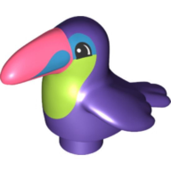Duplo, Animal Bird Toucan with Lime Chest and Dark Pink Beak Pattern