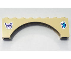 Arch 1 x 8 x 2 Raised Arch with Lavender Butterfly on Left Side and Medium Azure Butterfly on Right Side Pattern (Stickers) - Set 41325
