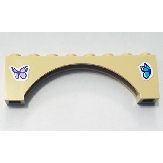 Arch 1 x 8 x 2 Raised Arch with Lavender Butterfly on Left Side and Medium Azure Butterfly on Right Side Pattern (Stickers) - Set 41325