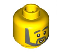 Minifigure, Head Beard with Thick Gray Eyebrows, Angular Beard, Crooked Smile with Teeth, White Pupils Pattern - Blocked Open Stud
