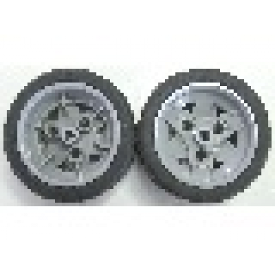 Wheel & Tire Assembly 43.2mm D. x 26mm Technic Racing Small, 3 Pin Holes with Black Tire 56 x 28 ZR Street (41896 / 41897)