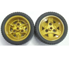 Wheel & Tire Assembly 43.2mm D. x 26mm Technic Racing Small, 3 Pin Holes with Black Tire 56 x 28 ZR Street (41896 / 41897)