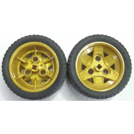 Wheel & Tire Assembly 43.2mm D. x 26mm Technic Racing Small, 3 Pin Holes with Black Tire 56 x 28 ZR Street (41896 / 41897)