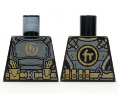 Torso Dark Bluish Gray Breastplate, Gold Ninjago Logogram 'C', Dark Tan Utility Belt Mesh Pattern