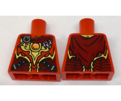 Torso Vest with Dark Red and Gold Armor with Black Straps, Scales, Fire Chi Emblem and Cape with Buckle Pattern