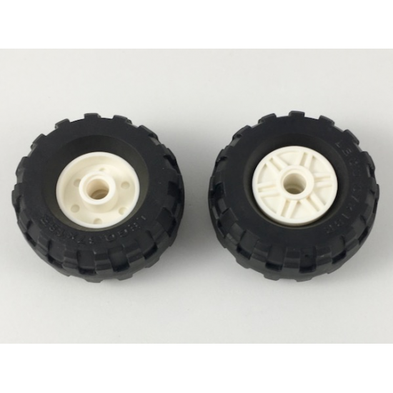 Wheel & Tire Assembly 18mm D. x 14mm with Pin Hole, Fake Bolts and Shallow Spokes with Black Tire 37 x 18R (55981 / 56891)