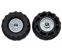 Wheel & Tire Assembly 18mm D. x 14mm with Pin Hole, Fake Bolts and Shallow Spokes with Black Tire 37 x 18R (55981 / 56891)