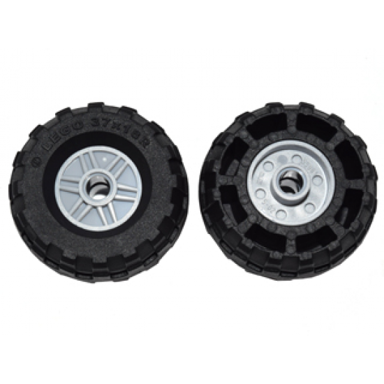 Wheel & Tire Assembly 18mm D. x 14mm with Pin Hole, Fake Bolts and Shallow Spokes with Black Tire 37 x 18R (55981 / 56891)