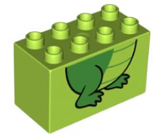 Duplo, Brick 2 x 4 x 2 with Alligator / Crocodile Feet Pattern