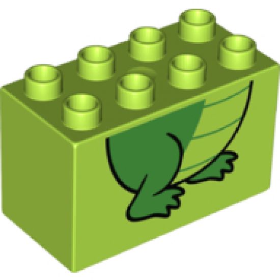 Duplo, Brick 2 x 4 x 2 with Alligator / Crocodile Feet Pattern