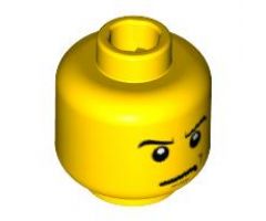 Minifigure, Head Male Angry Eyebrows and Scowl, White Pupils Pattern - Blocked Open Stud