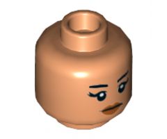 Minifigure, Head Female with Black Eyebrows, Eyelashes, Peach Lips Pattern (SW Kordi) - Hollow Stud