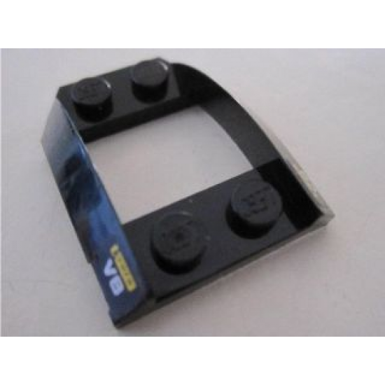 Wedge 4 x 3 Open with Cutout and 4 Studs with 'KYOTO V8' on Black Background Pattern on Both Sides (Stickers) - Set 8495