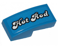 Slope, Curved 2 x 1 with White 'Hot Rod' Pattern Model Left Side (Sticker) - Set 40409