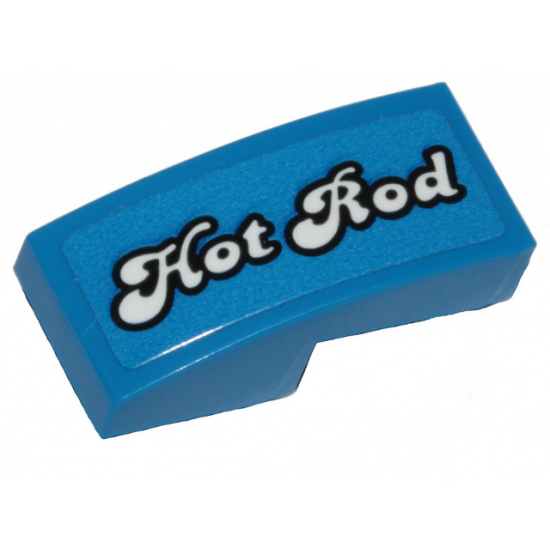 Slope, Curved 2 x 1 with White 'Hot Rod' Pattern Model Left Side (Sticker) - Set 40409