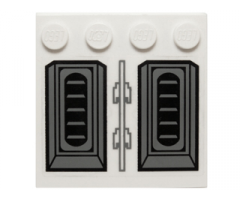 Tile, Modified 4 x 4 with Studs on Edge with Black Vents on Gray, Transparent Background Pattern (Sticker) - Set 10195