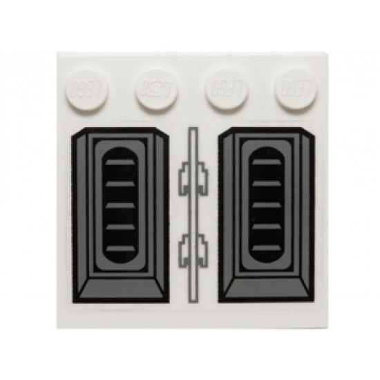 Tile, Modified 4 x 4 with Studs on Edge with Black Vents on Gray, Transparent Background Pattern (Sticker) - Set 10195