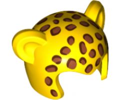 Minifigure, Headgear Head Cover, Costume Mask Cat with Dark Orange Leopard Spots Pattern