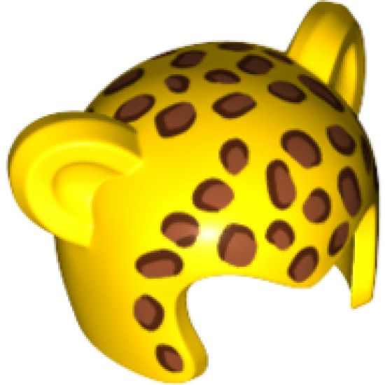 Minifigure, Headgear Head Cover, Costume Mask Cat with Dark Orange Leopard Spots Pattern