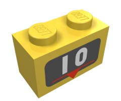 Brick 1 x 2 with White Number 10 Marker Pattern