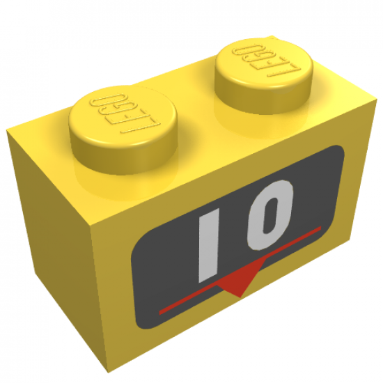 Brick 1 x 2 with White Number 10 Marker Pattern