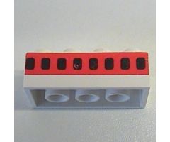 Brick 2 x 4 with Plane Windows 8 in Thick Red Stripe Pattern
